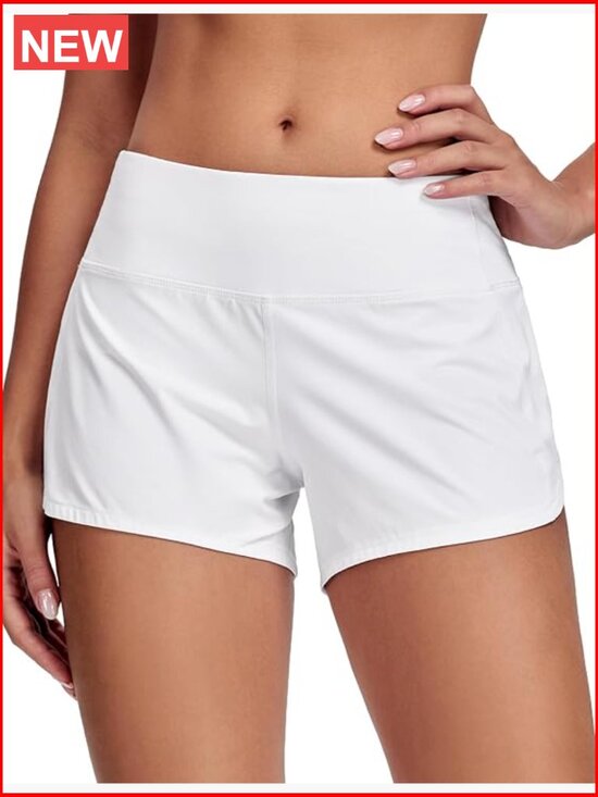 Pants - Mid Waisted Workout Running Shorts with Liner 4"